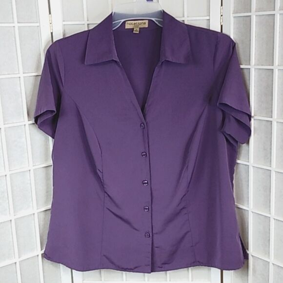 Notations Woman Blouse – Purple – Button Down – Plus 1X - Picture 2 of 8